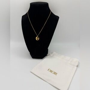 Authentic Dior Vintage Gold Circle Pendant Necklace
